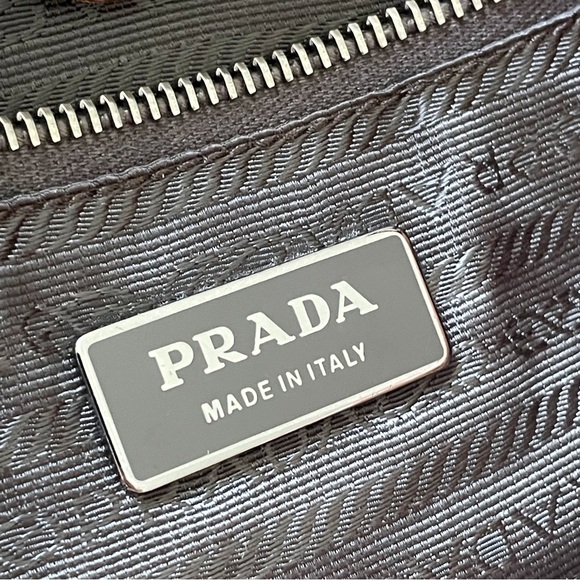 Prada brown nappa lambskin leather pushlock shoulder flap bag baguette - Picture 9 of 12
